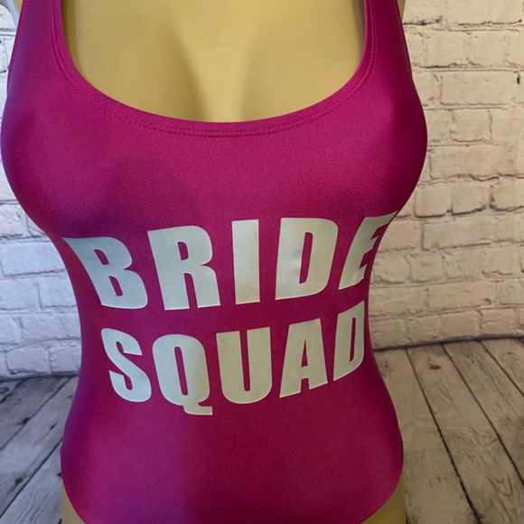 Bride Squad One Piece, Magenta, Size Large - Picture 2 of 5
